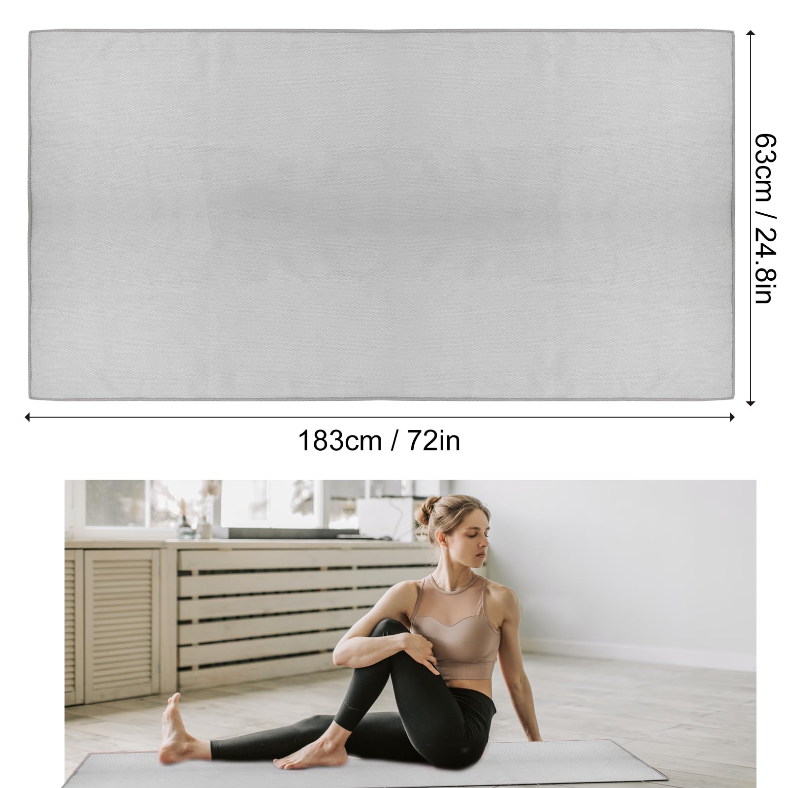 Antidérapante Serviette de Tapis de Yoga avec Sac de Transport en Filet, 183cm x 63cm Microfibre Couverture pour Yoga Sport (Bleu)