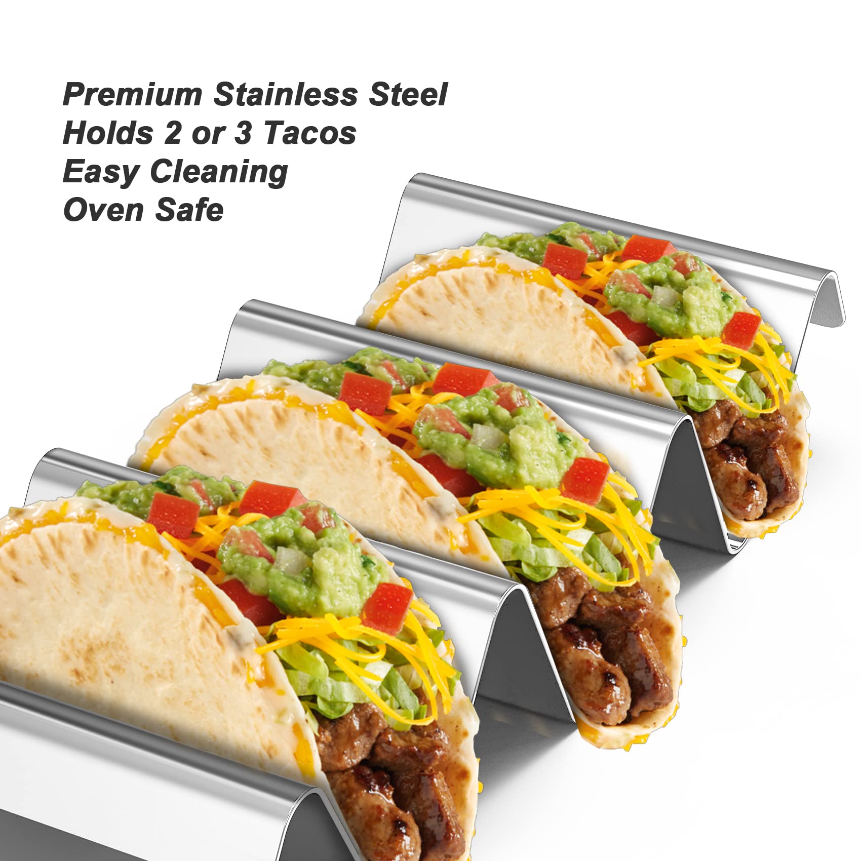 onlyfire Set di Porta Tacos da 4 Pezzi, Supporto per Taco con Maniglie in Acciai Inox per Ristorante e Casa