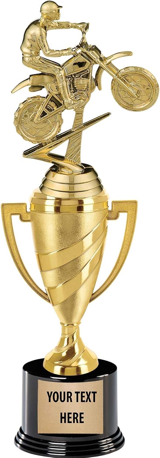 Crown Awards Dirt Bike Trophy, 13" Gold Cup Dirt Bike Trophies with Custom Engraving