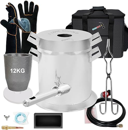 GONGYI Kits de lujo para horno de fusión de propano de 26.5lbs, 2700 F, derretir rápidamente el cobre en 15 minutos, hecho de SS304 para reciclaje