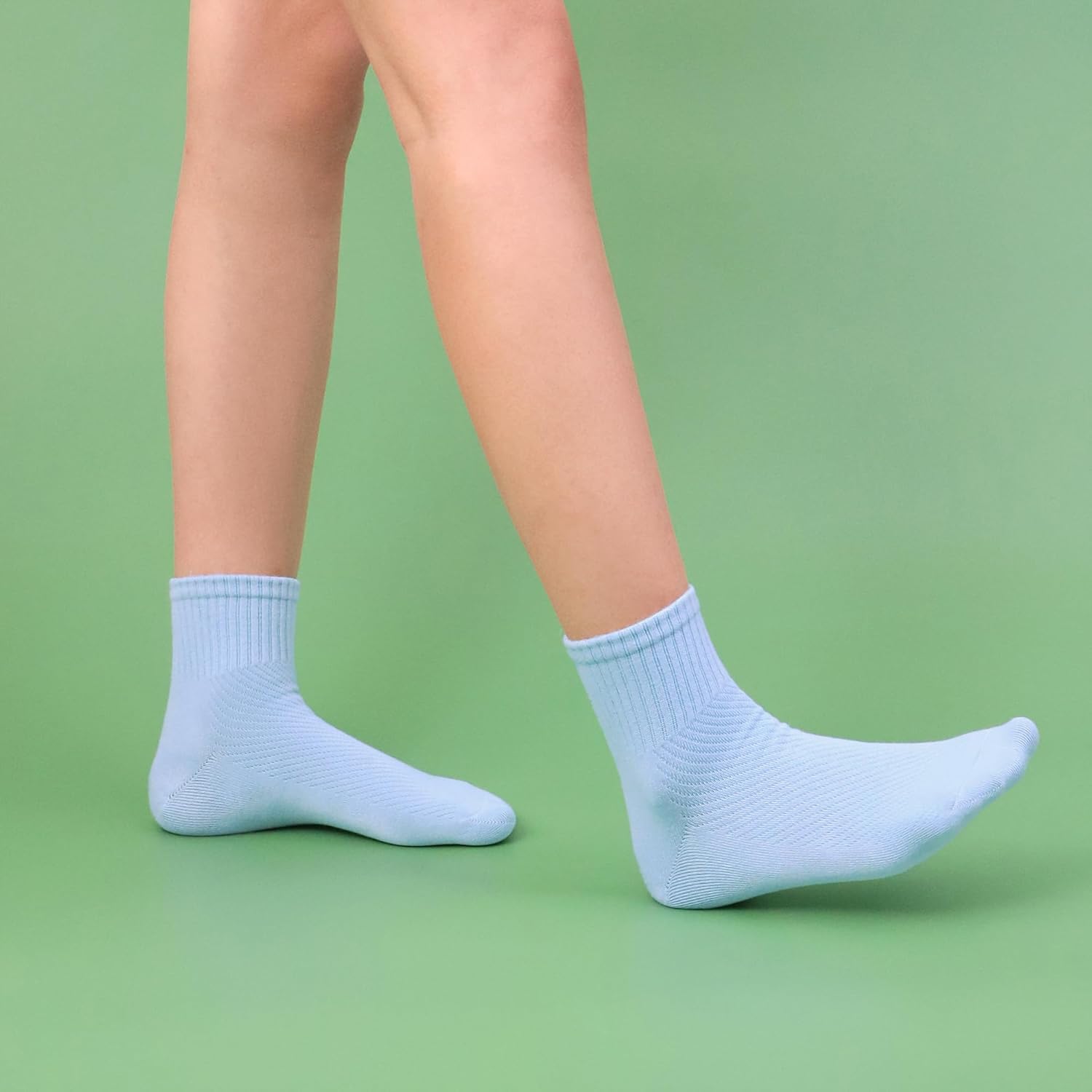 SERISIMPLE Kids Crew Viscose Bamboo Thin Socks School Uniform Basic Soft Anti Odor Boys Girls Breathable Stretch 5 Pairs - Image 4