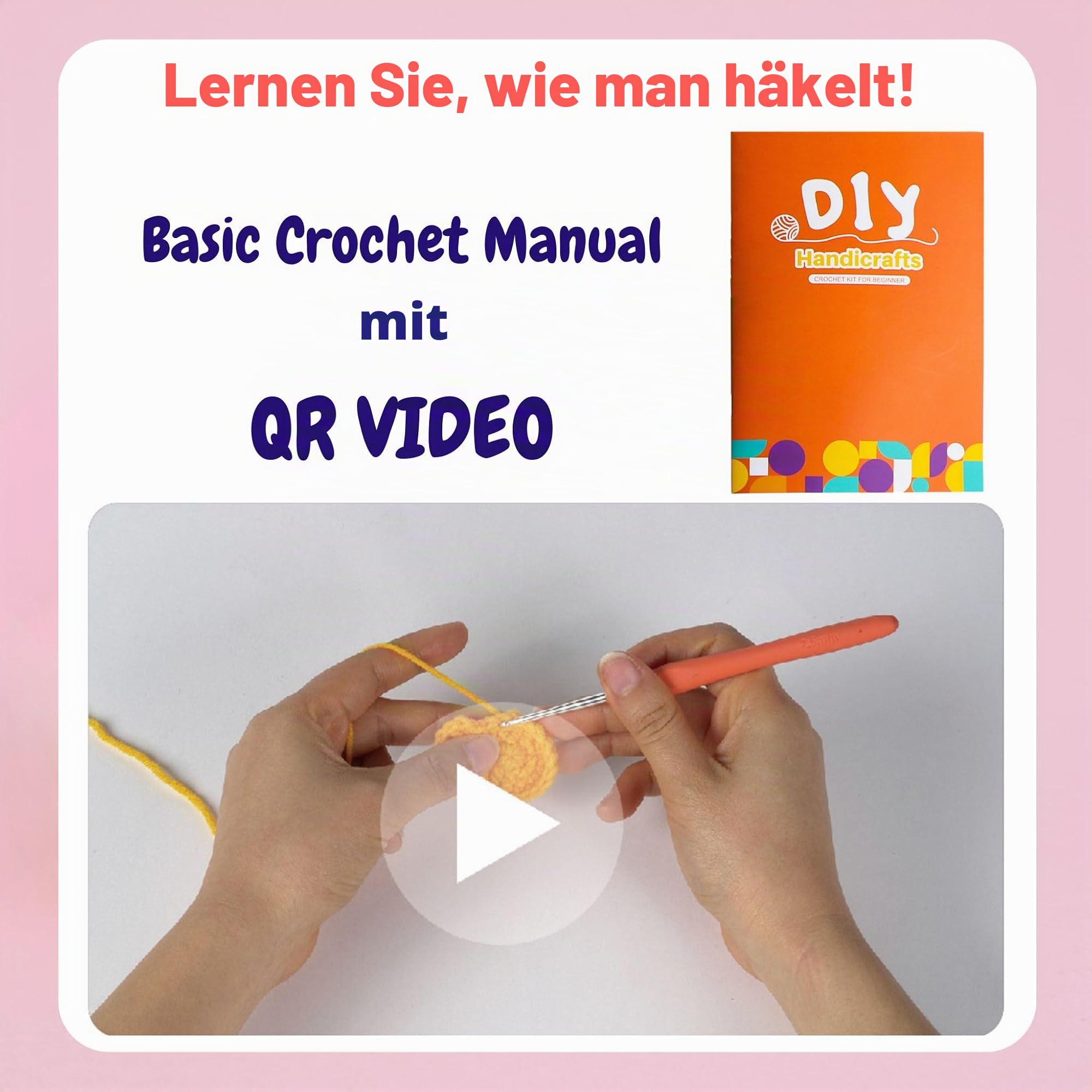 SusggO 104-teiliges Komplettset für Anfänger zum Häkeln Amigurumi-Häkelset – 30 Knäuel Milchbaumwolle Zubehör Häkelnadeln Handbuch Video und Tasche – Komplettset zum Häkeln – DIY-Häkel-Set