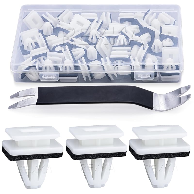 Presilha de acabamento inferior do para-lama e soleira Rexka 91504-SP1-003 para Honda e Acura – Kit com 30 presilhas e ferramenta