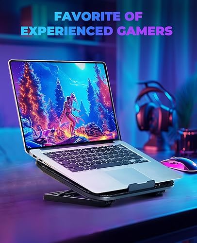 Miniatura 5 de HAVIT Almohadilla de refrigeración para laptop con 6 ventiladores silenciosos y alturas ajustables para portátiles de 12 a 14.1 pulgadas, puertos