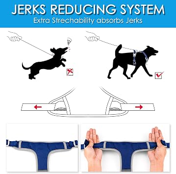 ThinkPet Çekme Koşum Takımı Nefes Alabilir Spor Koşum Takımı Kulp-Köpek Koşum Takımları Orta Büyük Köpekler için Yansıtıcı Ayarlanabilir, Kolay Kontrol için Arka/Ön Klips L Koyu Mavi