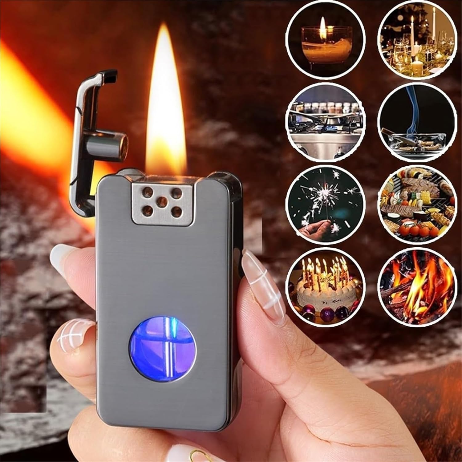 ID0013 - 高周波誘導式近接センサ - ifm 金属製の超薄型ポータブルライター、インテリジェントなコントロール、シェイクアンドブロー、複数の点火モード、男性に最適なギフト(Gol