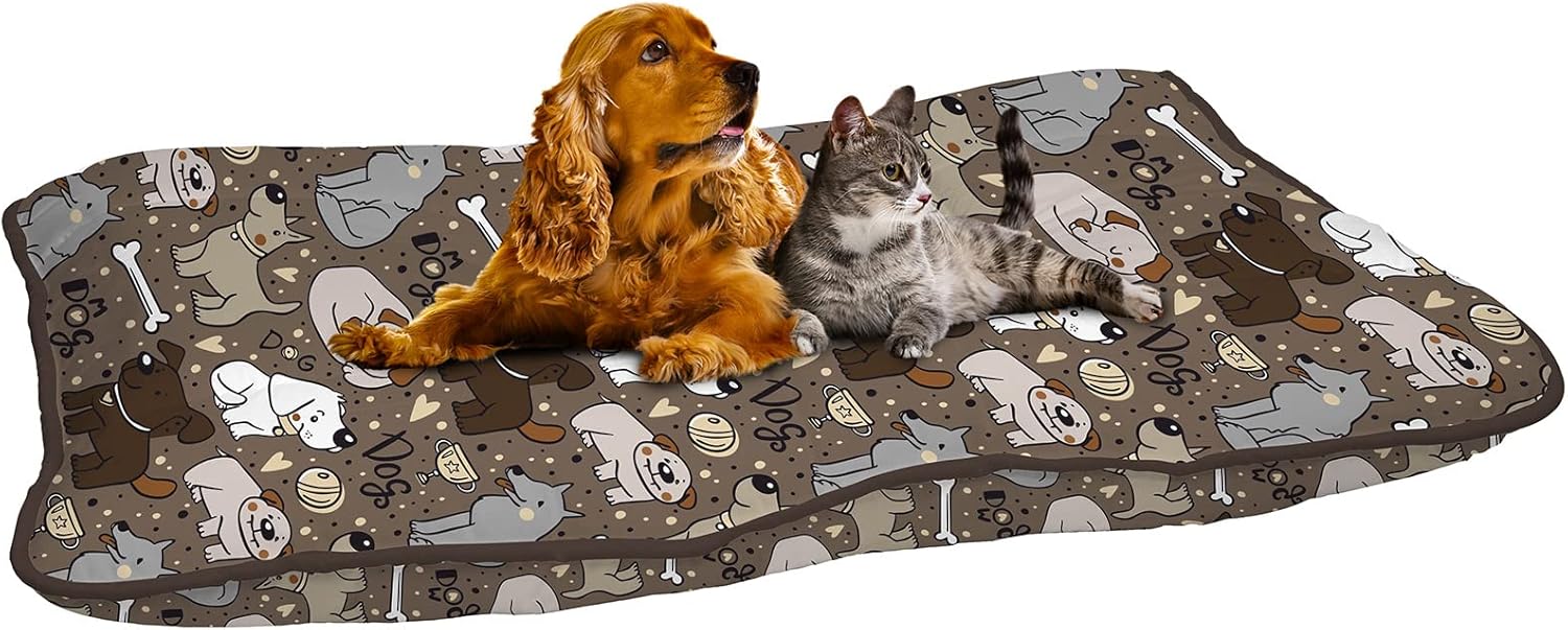 Maxy Padded Dog Cushion, Brown Dogs, 60 x 100 cm