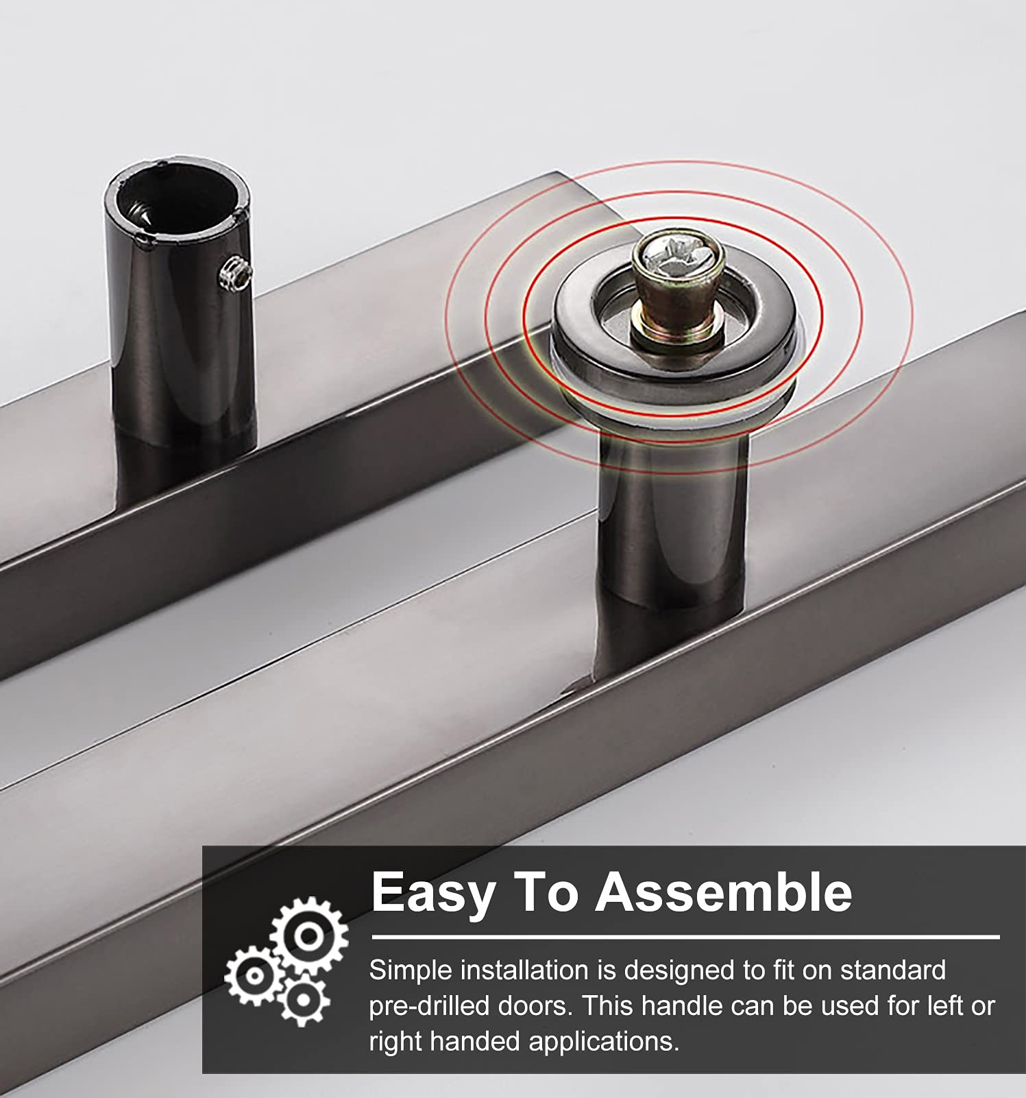 Tirador de Acero Inoxidable para Puerta corrediza de Granero - Manija Resistente de 61 cm para Puertas de Madera y Vidrio, de Calidad Comercial, Acabado Negro, herraje Duradero para Entrada