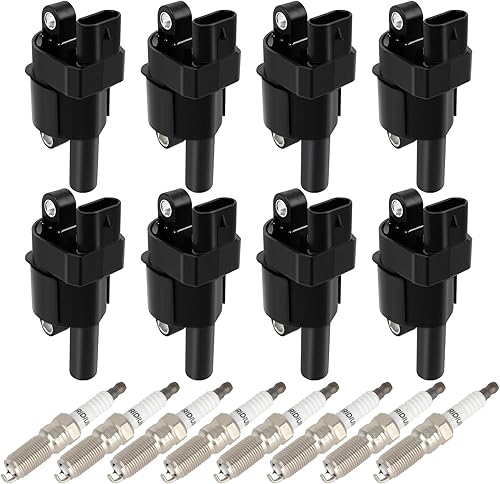Aintier Ignition Coil Coils&amp;iridium Spark Plugs UF742 2018-2016 for Chevrolet Camaro 2018-2014 for Chevrolet Corvette 2018-2014 for Chevrolet