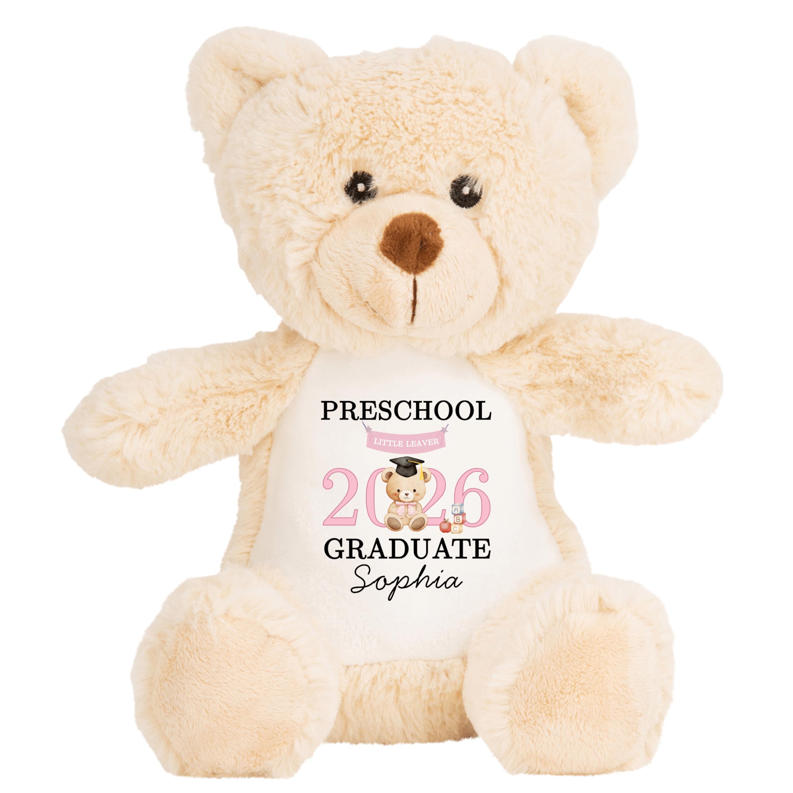 Leaving Preschool Gift Cuddly Toy - Personalised Pre School Graduate 2026 Pink Bear Customised Teddy Toddler and Kids Plush Named Nursery Starting School Leaver Party Last Day Soft Plushie - Brown Ted