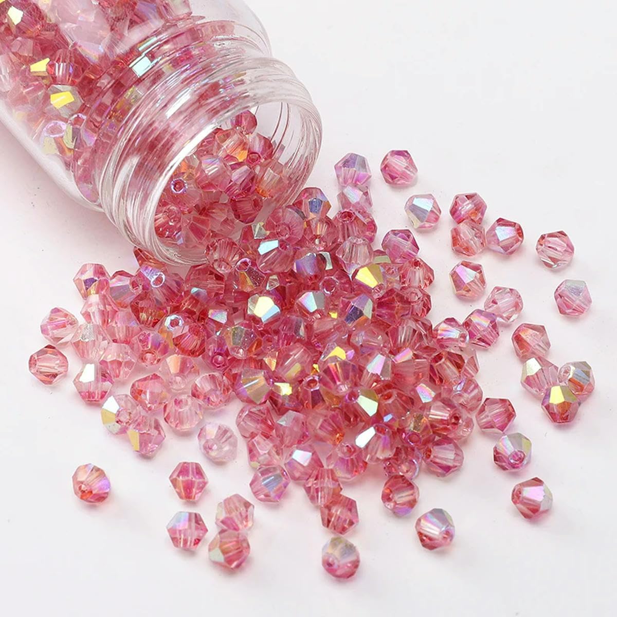 HUIOYG 130pcs 4mm Bicone Beads Crystal Loose Spacer Beads for Bracelet Making