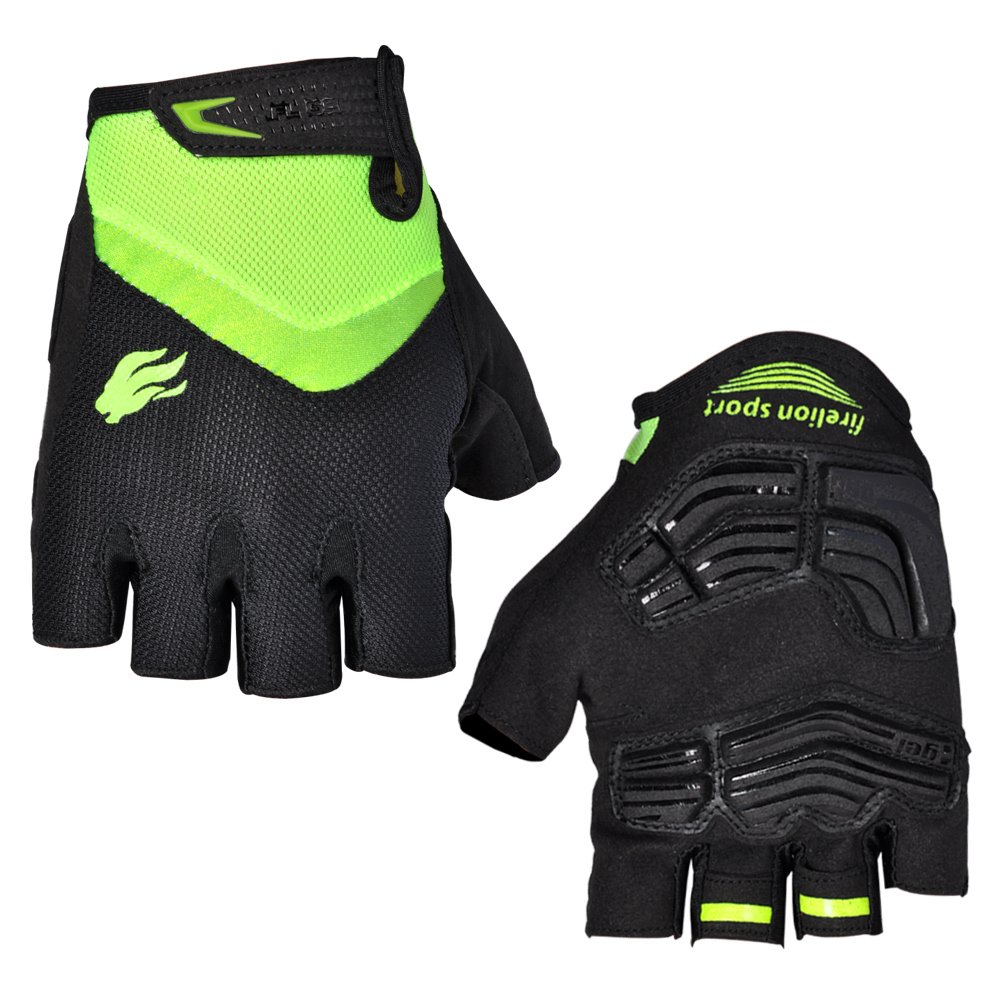 FIRELION Cycling Gloves Mountain Bike Gloves Road MTB Bicycle Gloves Gel Pad Riding Gloves Half Finger Biking Gloves (Green, X-Large)