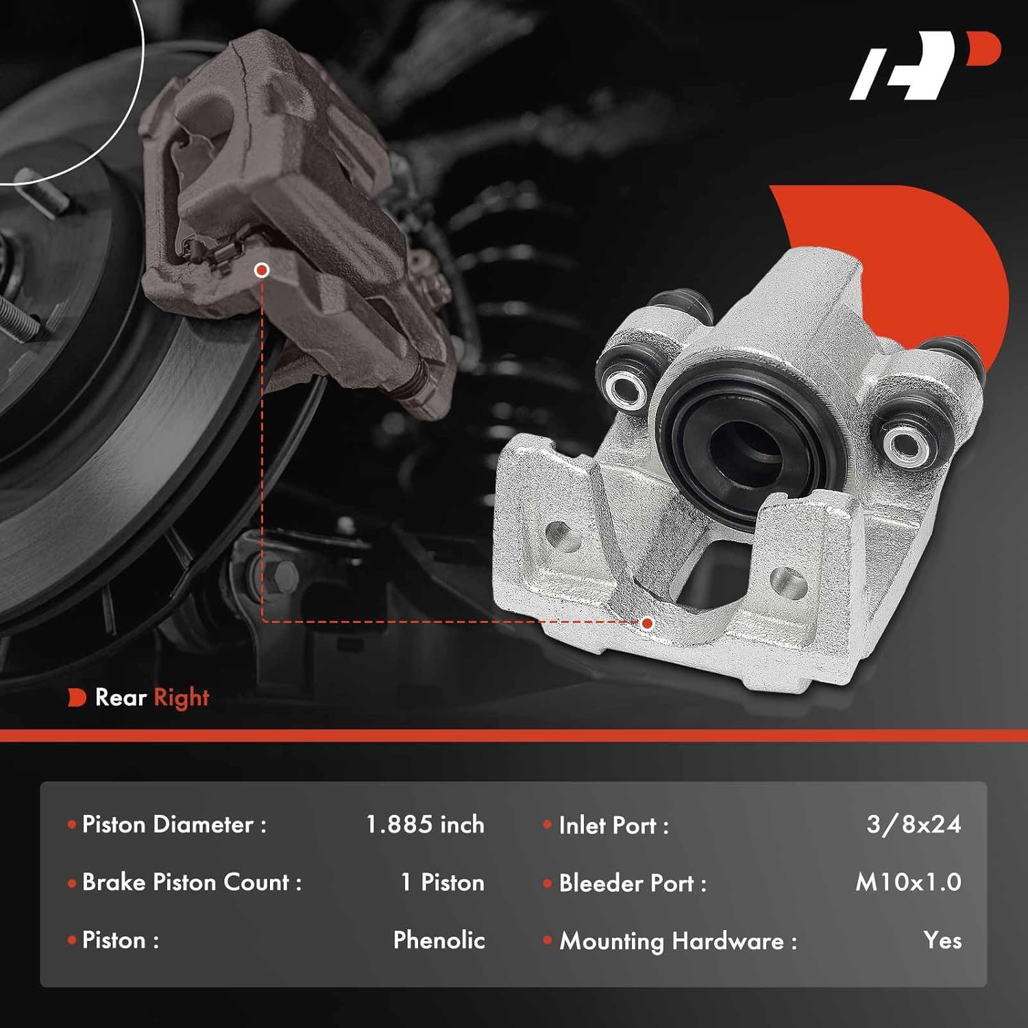 A-Premium Disc Brake Caliper Assembly Without Bracket Compatible with Select Ford, Jeep, Lincoln and Mercury Models - Explorer Sport Trac, Liberty, TJ, Wrangler, Aviator, Mountaineer - Rear Passenger