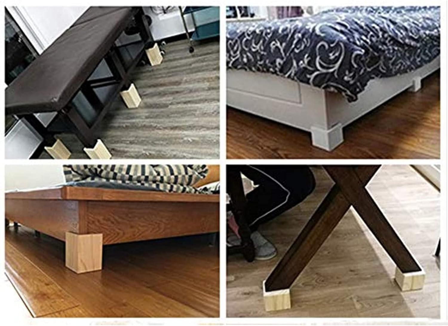 木製家具足 家具リフター L 型継ぎ足 ベッドデスクテーブル用 高さ調整 防湿耐用