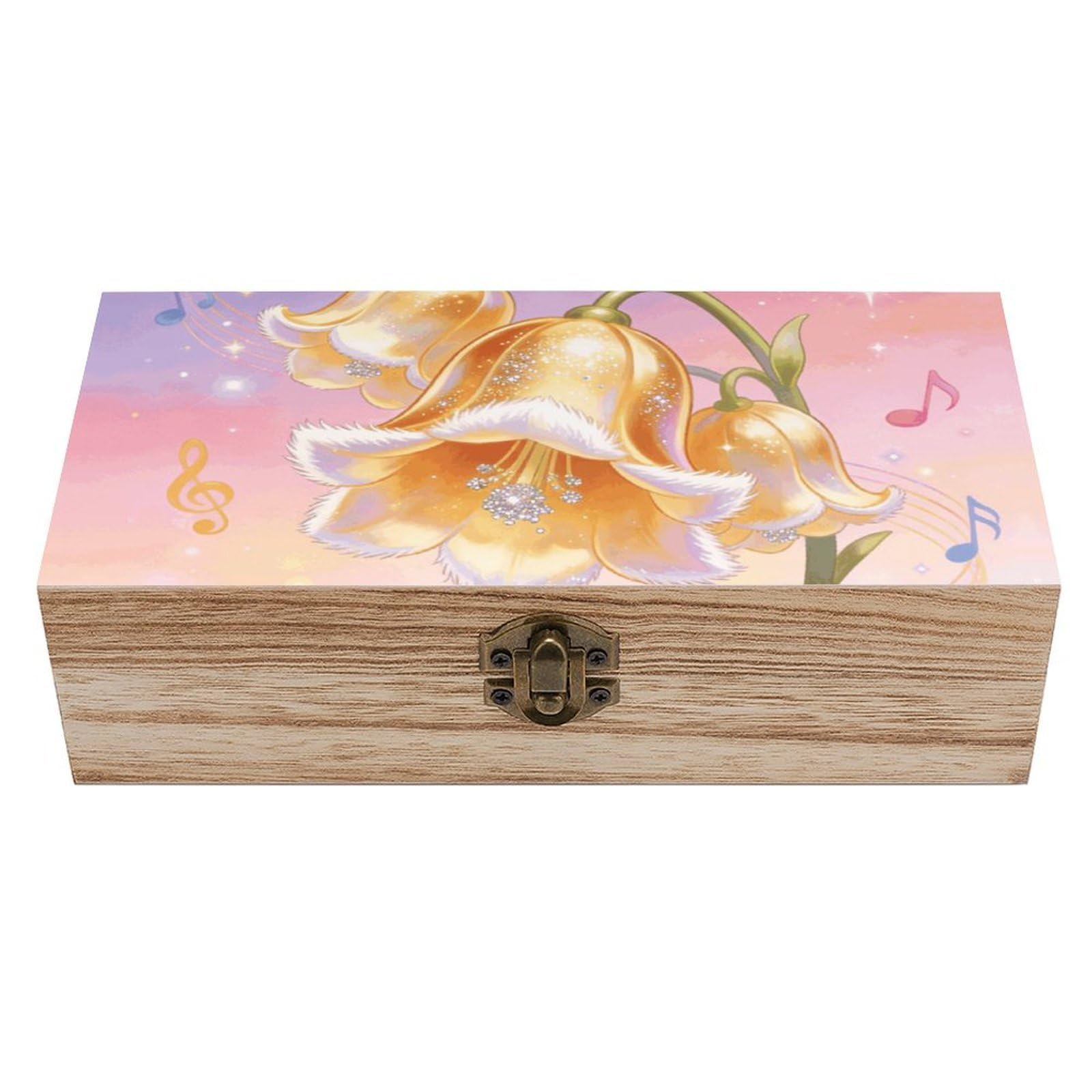 LZQPOEAS Jingle Bloom Wooden Storage Box Small Decorative Box with Hinged Lid Handmade Elegant Keepsake Storage Box for Jewelry, Photos, Trinkets, Letter Gifts, Small Heirlooms