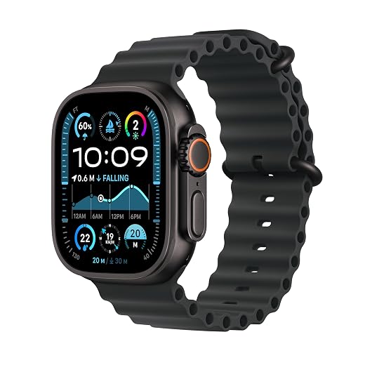 Apple Watch Ultra 2 [GPS + Cellular 49mm] Smartwatch, Sport Watch with Rugged Black Titanium Case with Black Ocean Band. Fitness Tracker, Precision GPS, Action Button, Extra-Long Battery Life