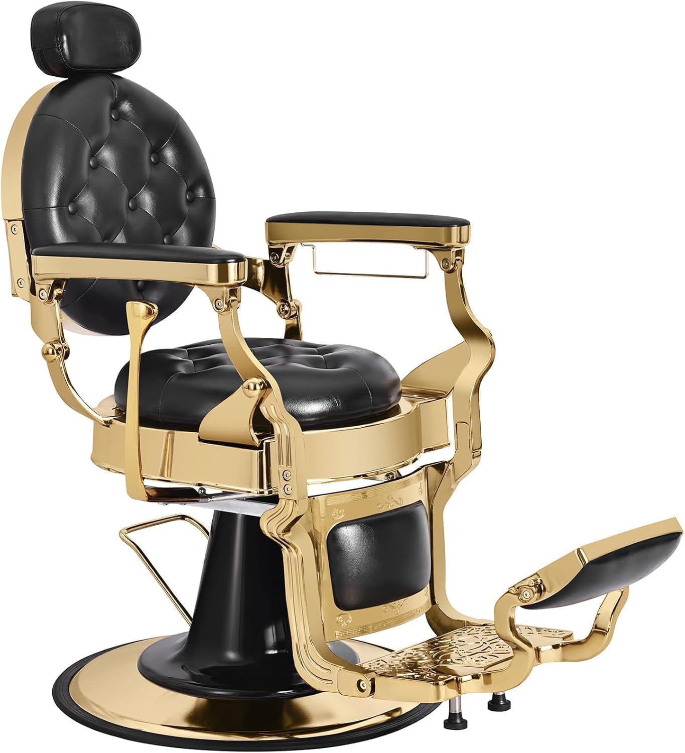 Hicomony Barber Chair Reclining Salon Chair Vintage Hydraulic All Purpose Barber Chair for Barbershop Hair Salon Chair Stylist, Black Gold