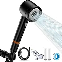 Vista 9 de Filtro de ducha para cabezal de ducha manual, juego de 8 filtros de repuesto de varios pisos para agua dura, elimina el cloro y las sustancias negro