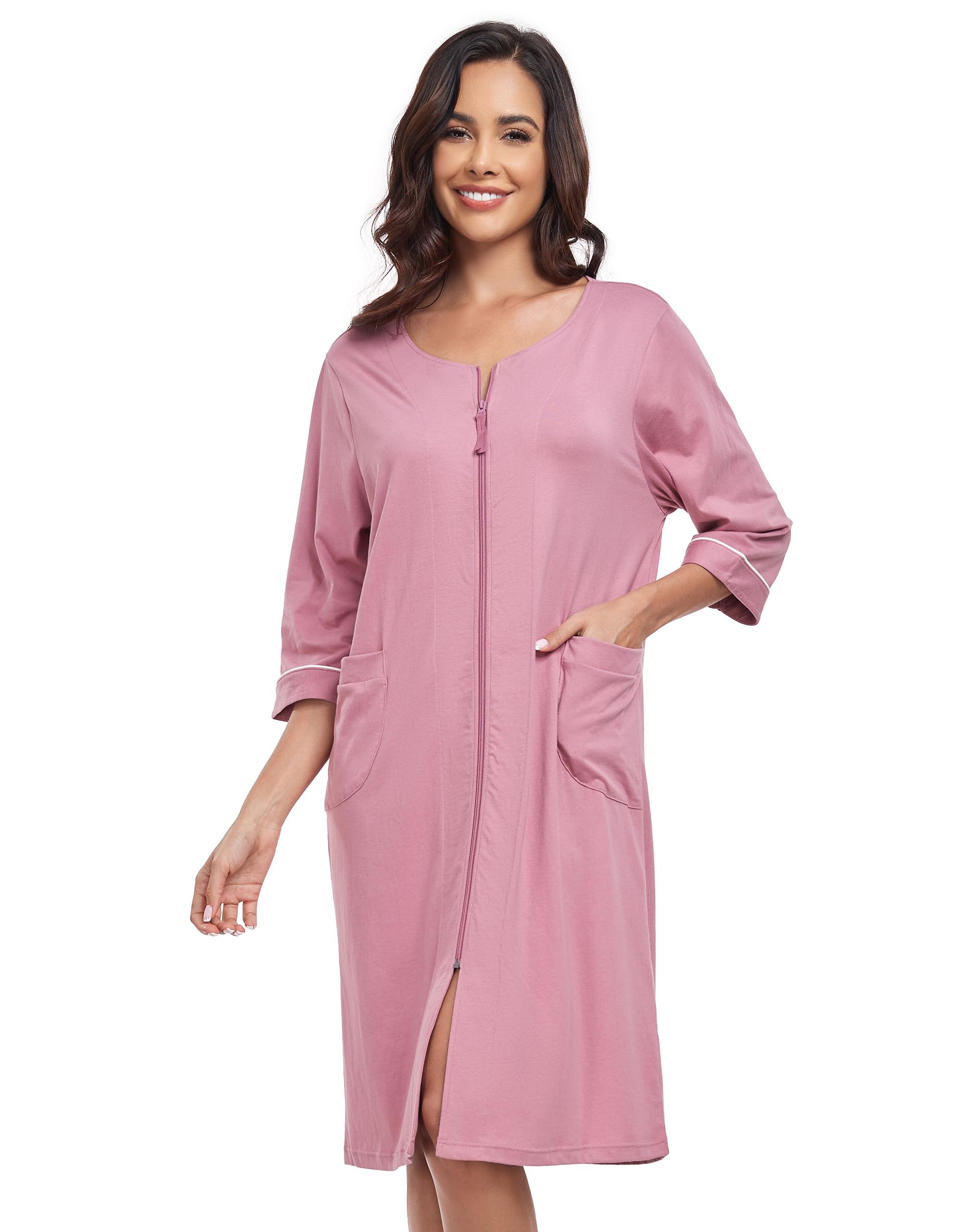 COLORFULLEAF Albornoz con cremallera para mujer Mujer