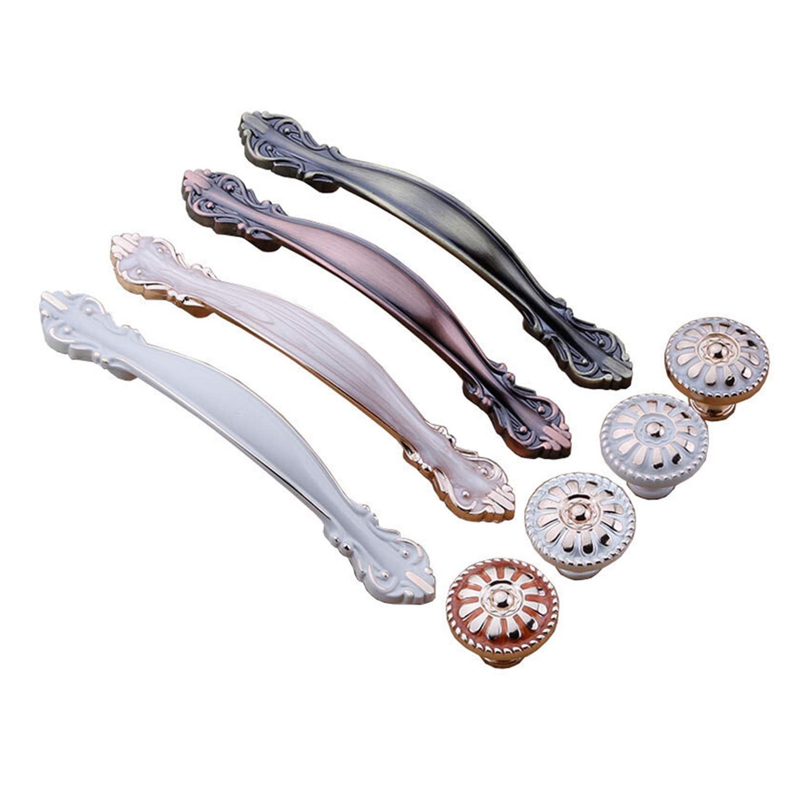 Stnyanxd Black 128Mm Antique Cabinet Drawer Handles 5 Pieces European Zinc Alloy Knobs Kitchen Cupboard Pulls White Black Furniture Hardware(Black 128Mm)