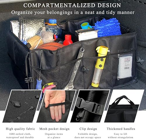 Miniatura 3 de Organizador de asiento trasero para maletero de automóvil, organizador de almacenamiento automático de gran capacidad, organizador plegable de