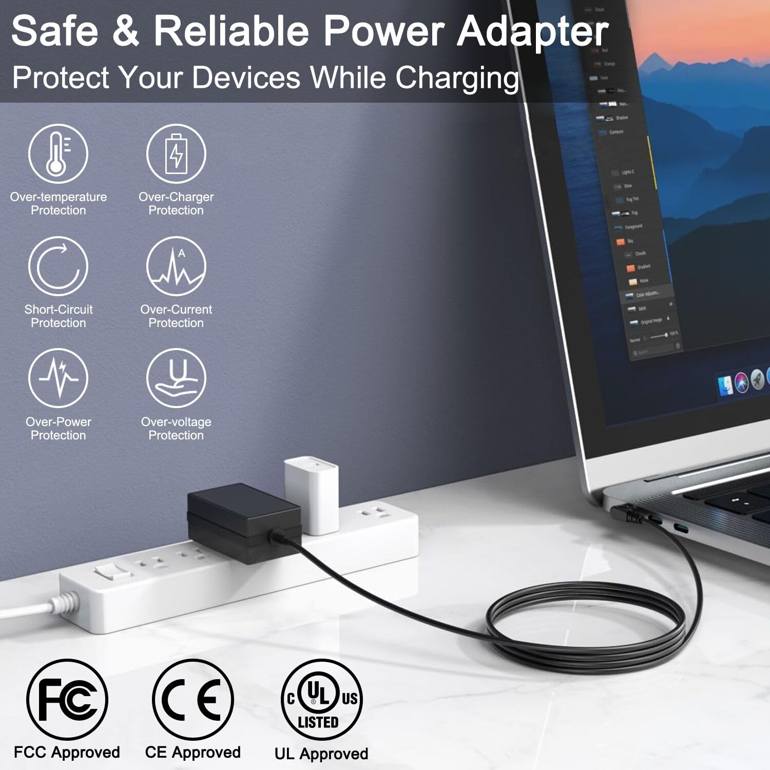 Adaptador CA/CC de 12 V con certificación UL compatible con Auusda F152 F152A F146 T152A T140J T156A A146G Y140 Y140N Intel N95 N5095 N150 J4105 J4125 14.1 pulgadas 9.6 cm Cable de alimentación para