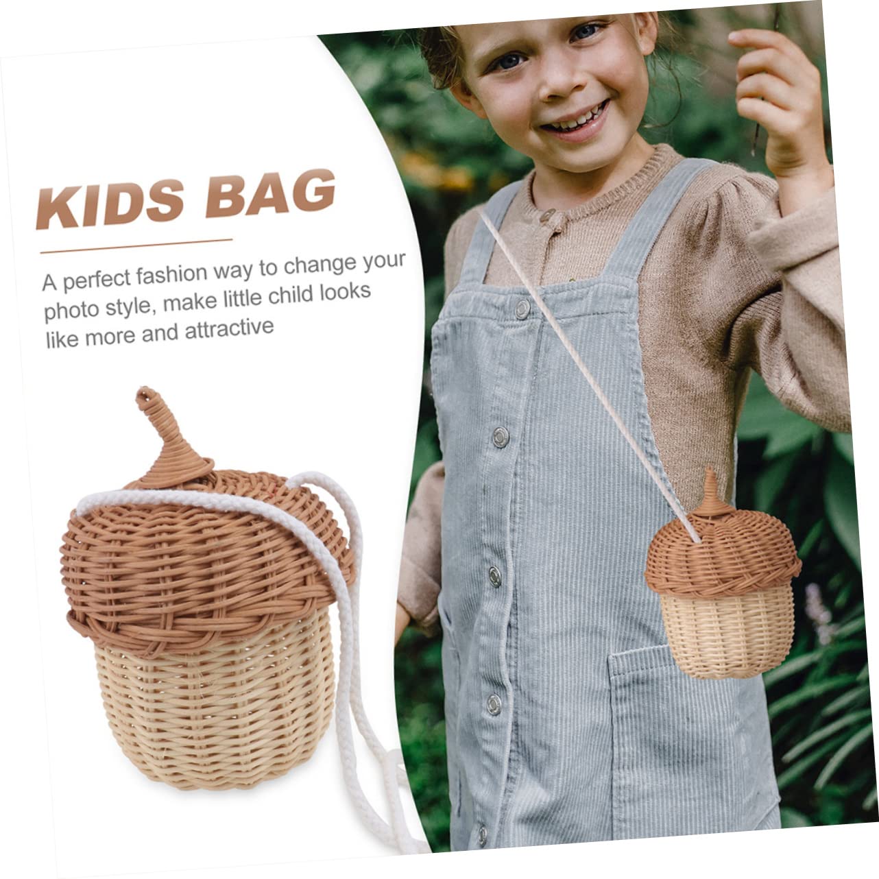 PACKOVE 8kawałki Mini Rattan Pine Cone Bag Ręcznie Wykonana Torba Woven Shoulder Bag Uroczy Koszyk Do Przechowywania Plażę i Dekorację Wnętrz