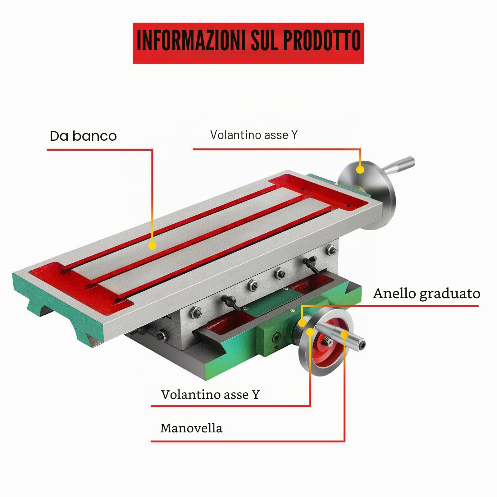 Tavolo a Croce per Trapano da 450 mm - Morsa da 170 mm in Ghisa - Fresatura ad Alta Precisione per Trapano a Colonna Versatile