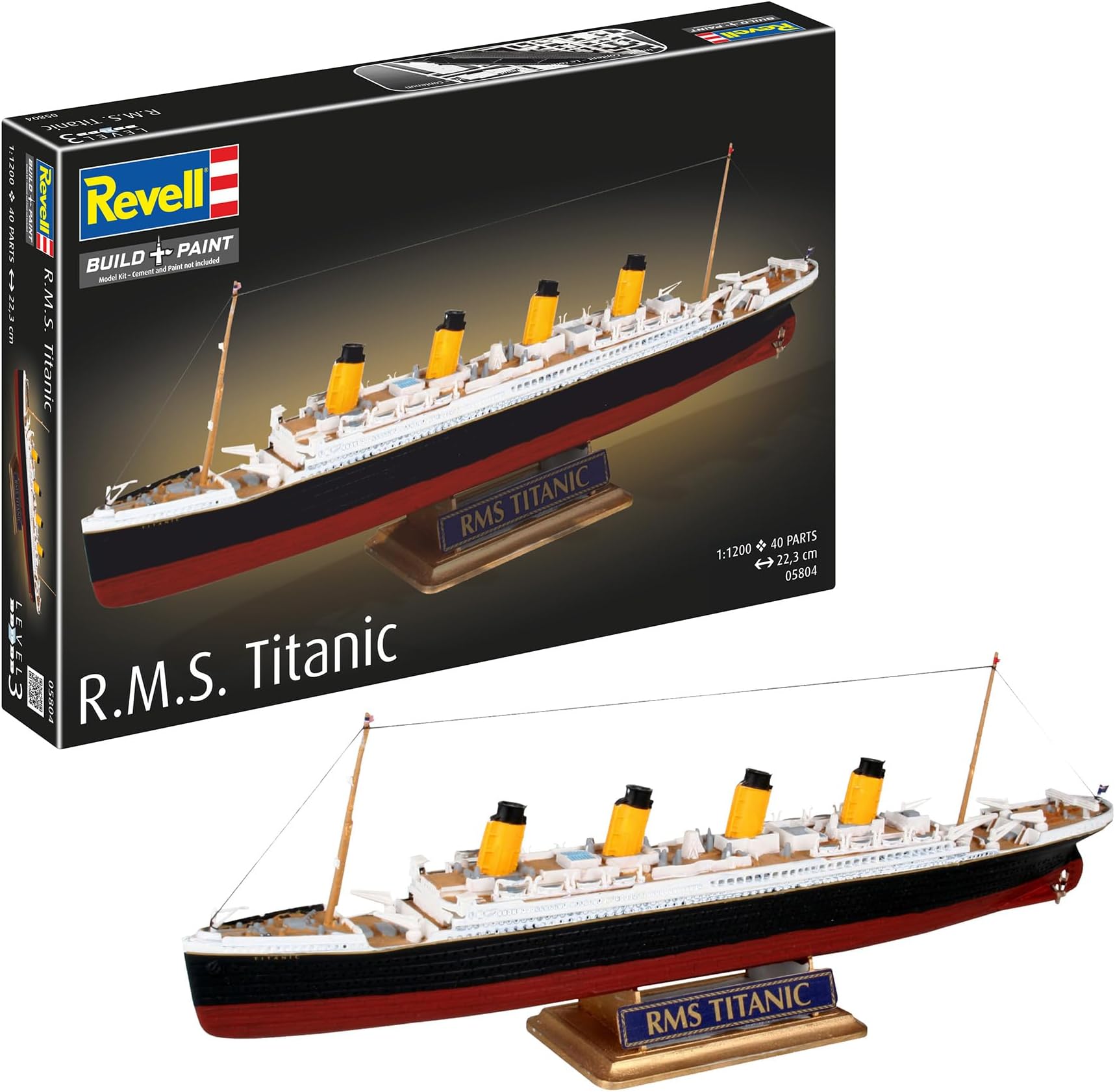 RV05804 Model Kit Ship 1:1200 - R.M.S. Titanic in Scale 1:1200, Level 3, Faithful Replica with Many Details, Cruise Ship, 05804