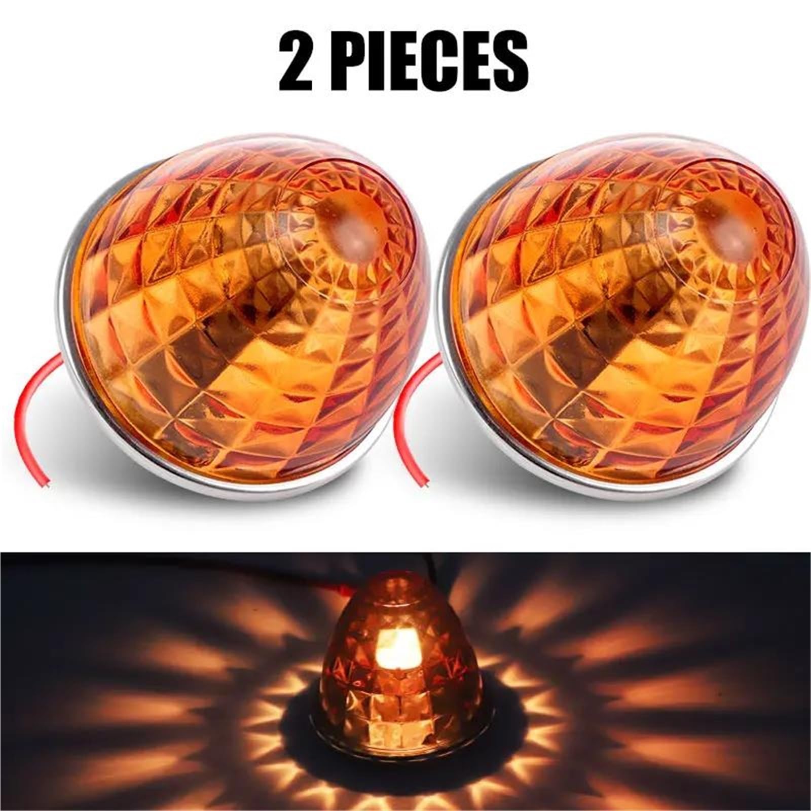 Luz Indicadora Luces LED Posición Lateral Para Camión, Remolque, Tractor, Autobús, Luz Trasera Cristal, Señal Giro Indicadores Señal Giro Led(2pcs Amber)