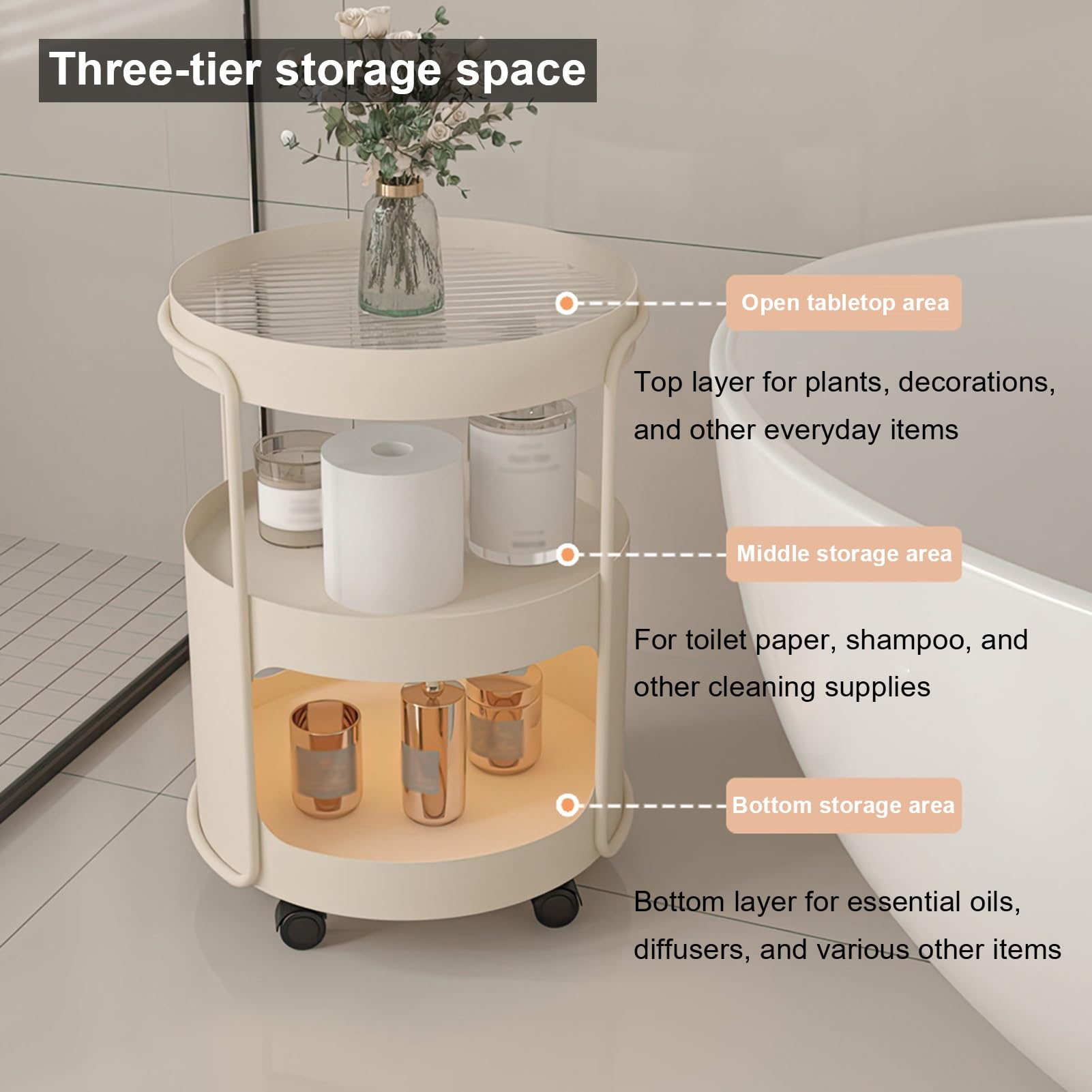 Carrello portaoggetti mobile a 2 livelli, tavolino in metallo con ruote, organizer da pavimento stretto per cucina e lavanderia, scaffale versatile per piccoli spazi