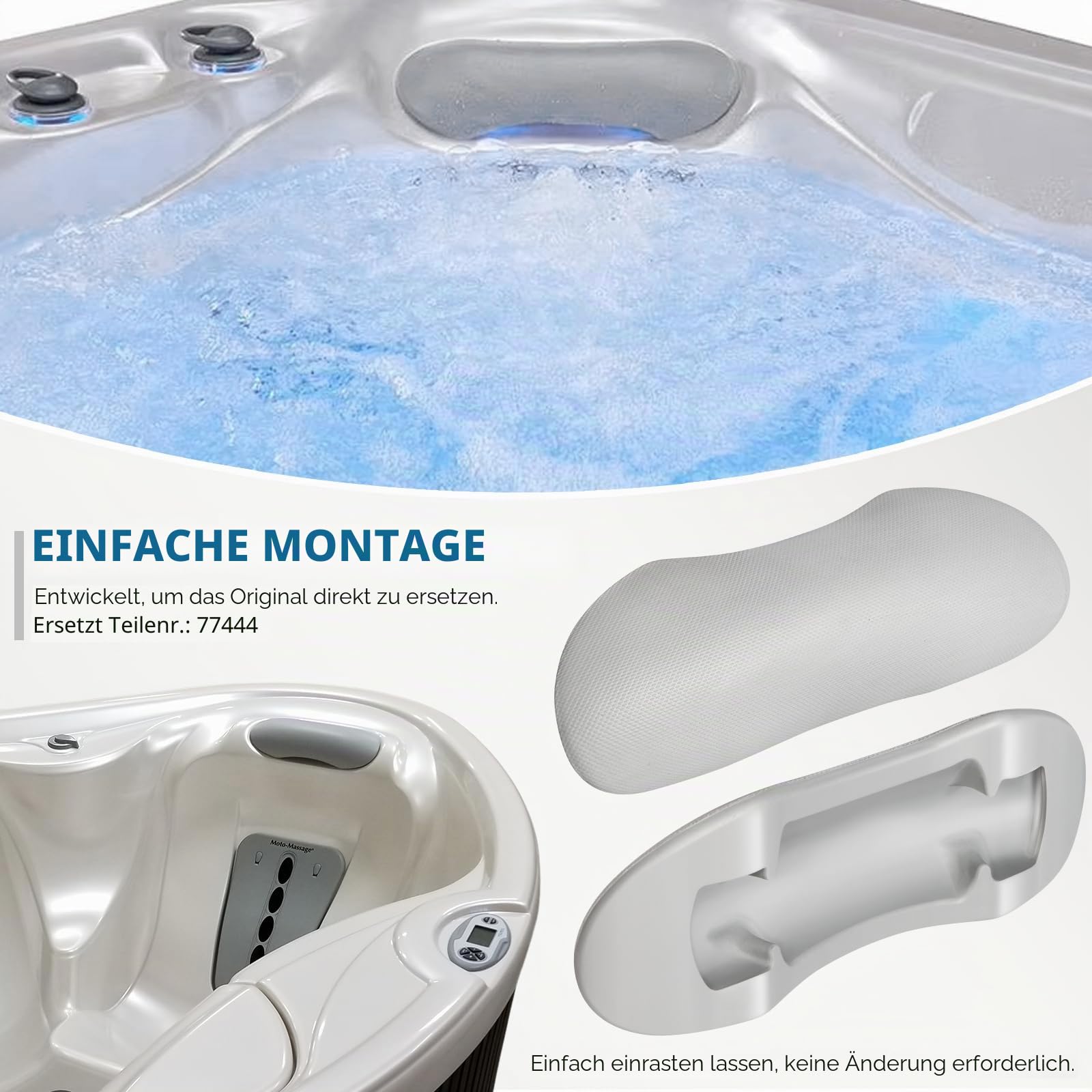 4 Stück 77444 Whirlpool-Kopfstützenkissen für Hot Spring Hot Spot Relais Rhythm SX Tempo TX 2015–2019 Spas Modell, Whirlpool Spa Nackenkissen für Watkins Ersatz