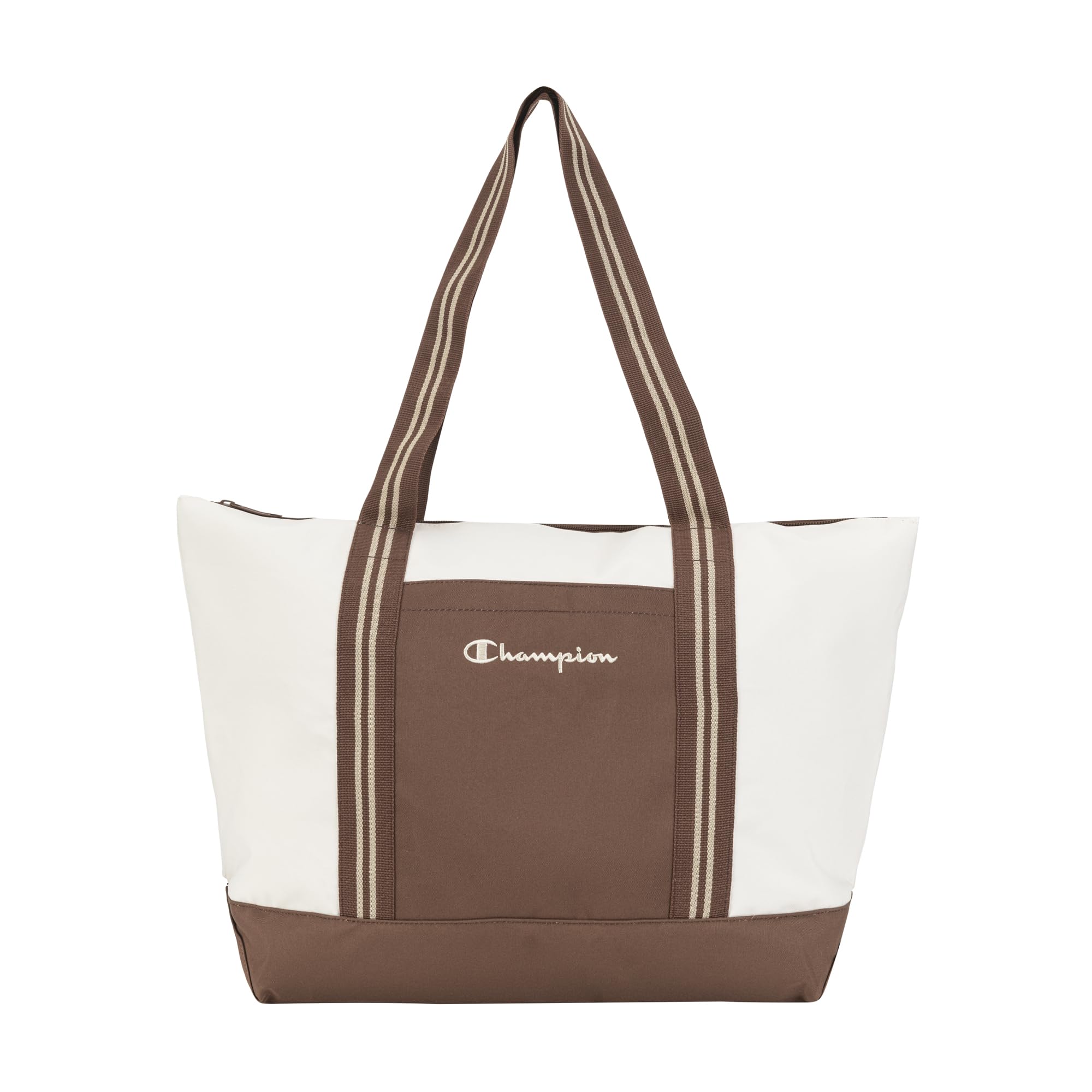 womens Varsity Tote Bag with Zip Closure and Interior Mesh Pockets for Work, Travel, Daily Use