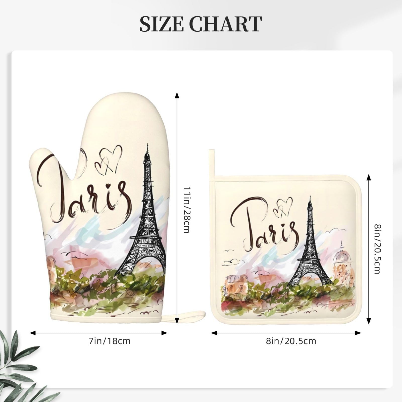 Gants De Cuisine Et Manique Motif Tour Eiffel - Ensemble 2 Pièces, Doublure Coton Matelassé, Résistant à La Chaleur, Cadeau Parisien