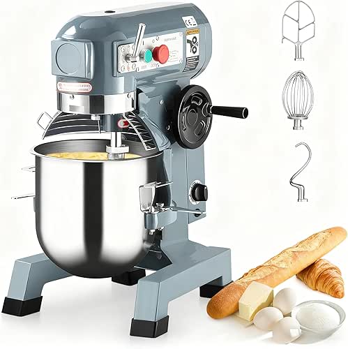Commercial Food Mixer 15QT, Commercial Mixer with 3 Adjustable Speeds,