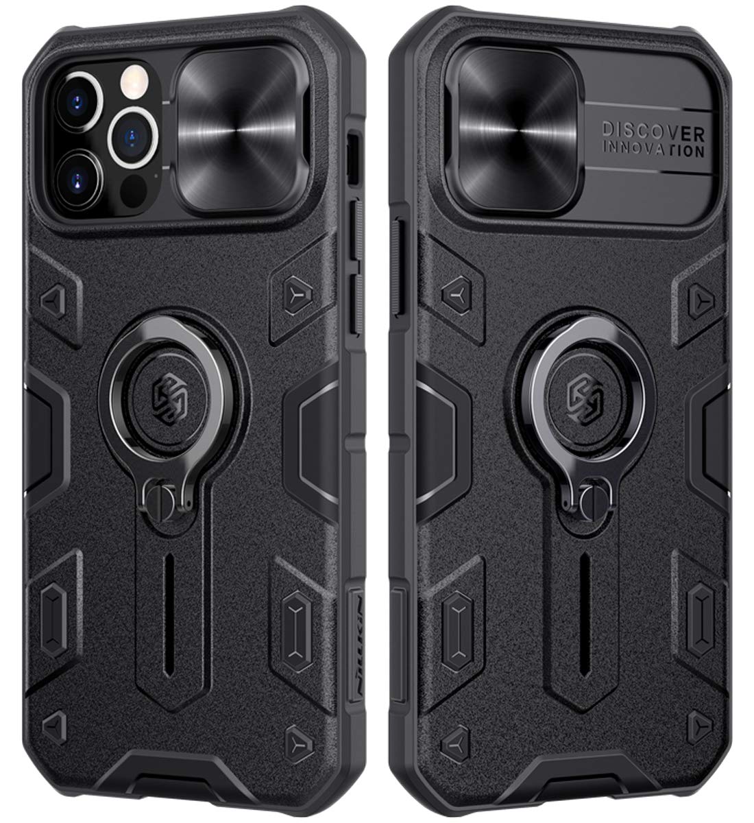Nillkin CamShield Armor Compatible with iPhone 12/iPhone 12 Pro (6.1inch) Case, [Built in Kickstand & Camera Lens Protector] Shockproof Hard Plastic Back Bumper Hybrid Cover (Black)
