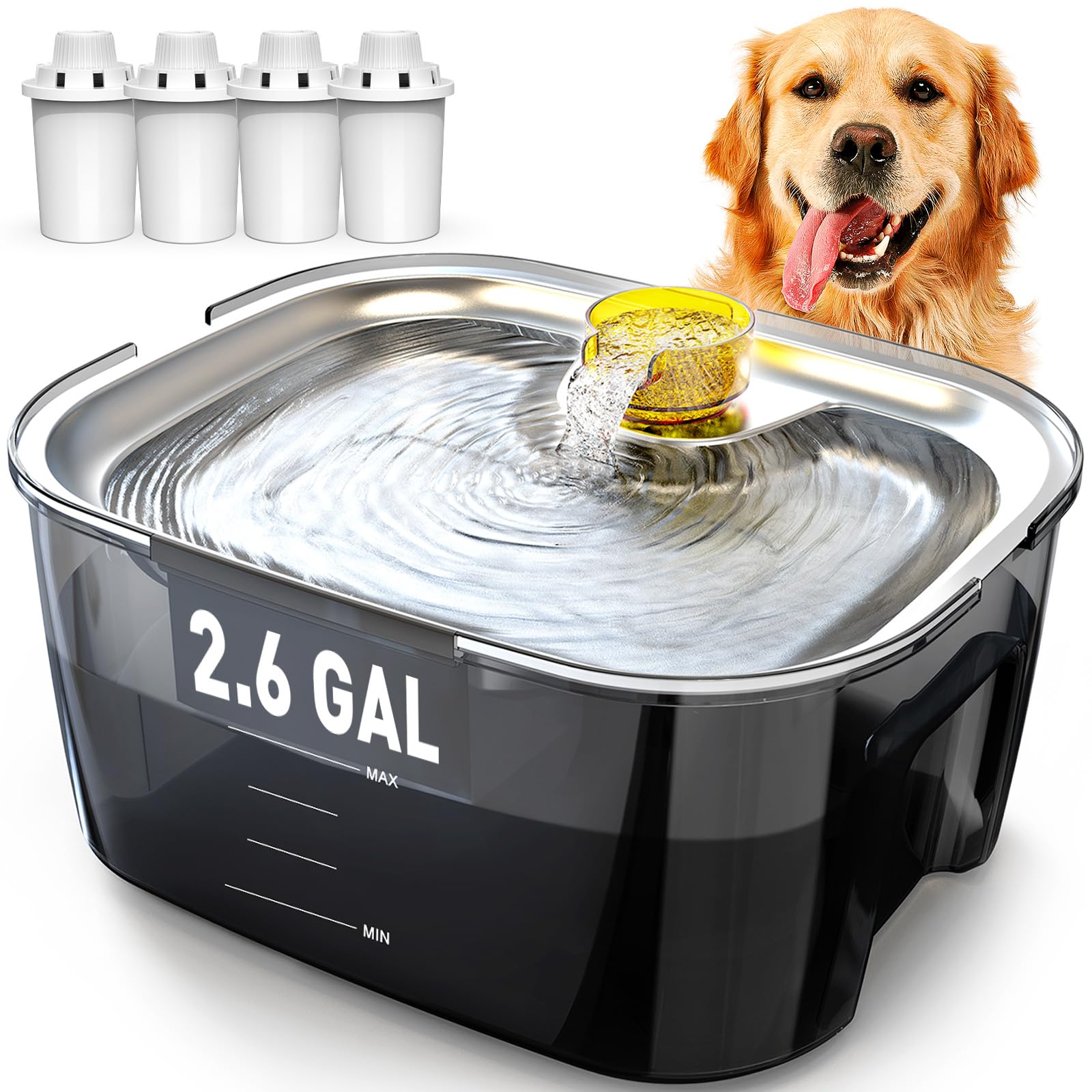 Fontaine à eau pour chien D2223 distributeur automatique avec 4 filtres purificateurs