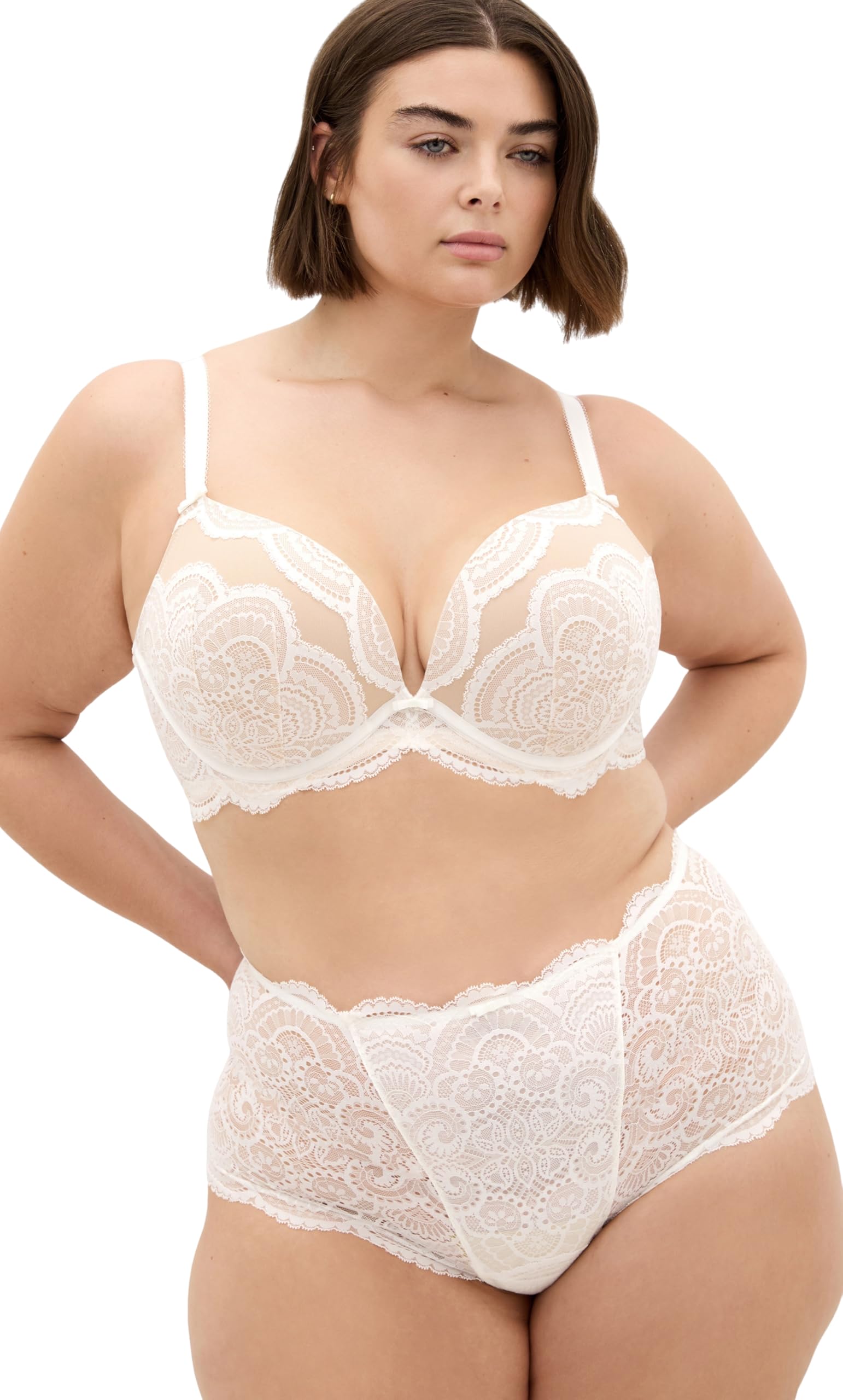 City Chic Women's Plus Size Shorty - Ophelia, Ivory, 14-16 Plus