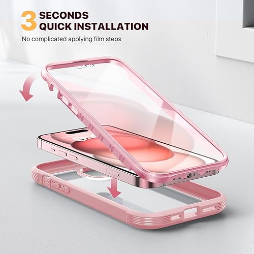 Miniatura 6 de Diaclara Funda diseñada para iPhone 15 Plus de 6.7 pulgadas, funda resistente de cuerpo completo con protector de pantalla integrado sensible al