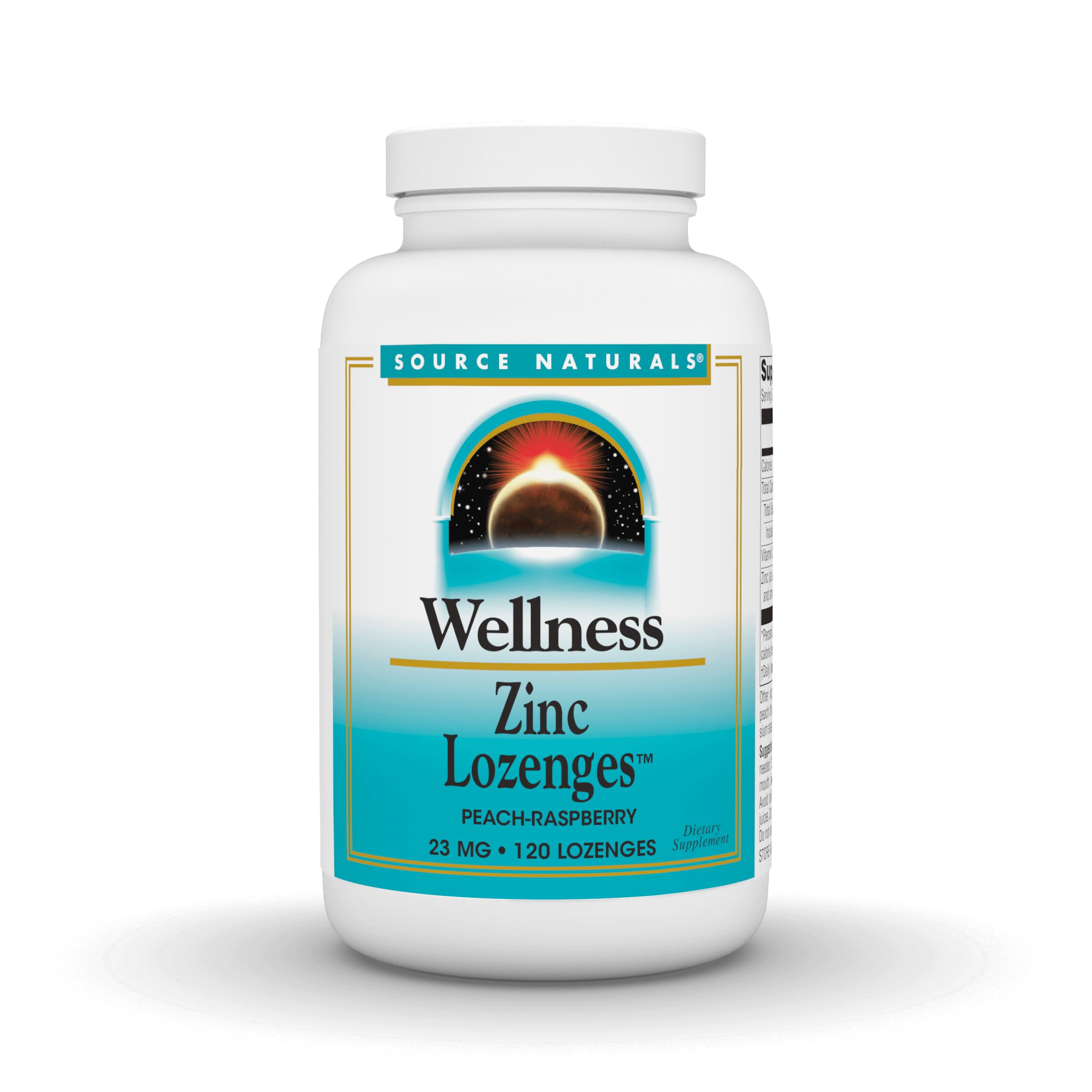 Source Naturals Wellness Zinc Lozenges, Peach-Raspberry Flavord Immune Support, 23mg - 120 Lozenges