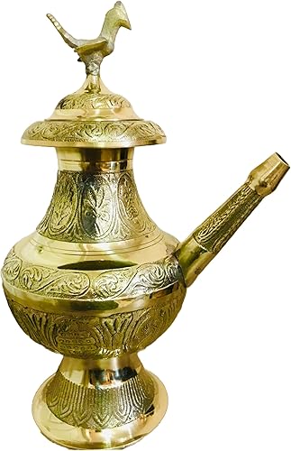 Miniatura 2 de QT Karuwa - Tarro de agua tradicional tallado a mano Bhojpure 9 IN Karuwa de Nepal antiguo bronce Kansa almacenamiento de agua natural Ghada Kalash