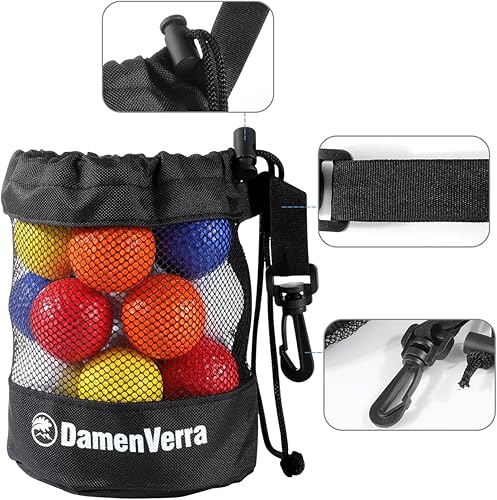 Miniatura 5 de Bolsas de pelotas de golf, bolsa de malla de nailon con bolsa con cierre de cordón deslizante, puede contener 20 pelotas de golf, bolsa de