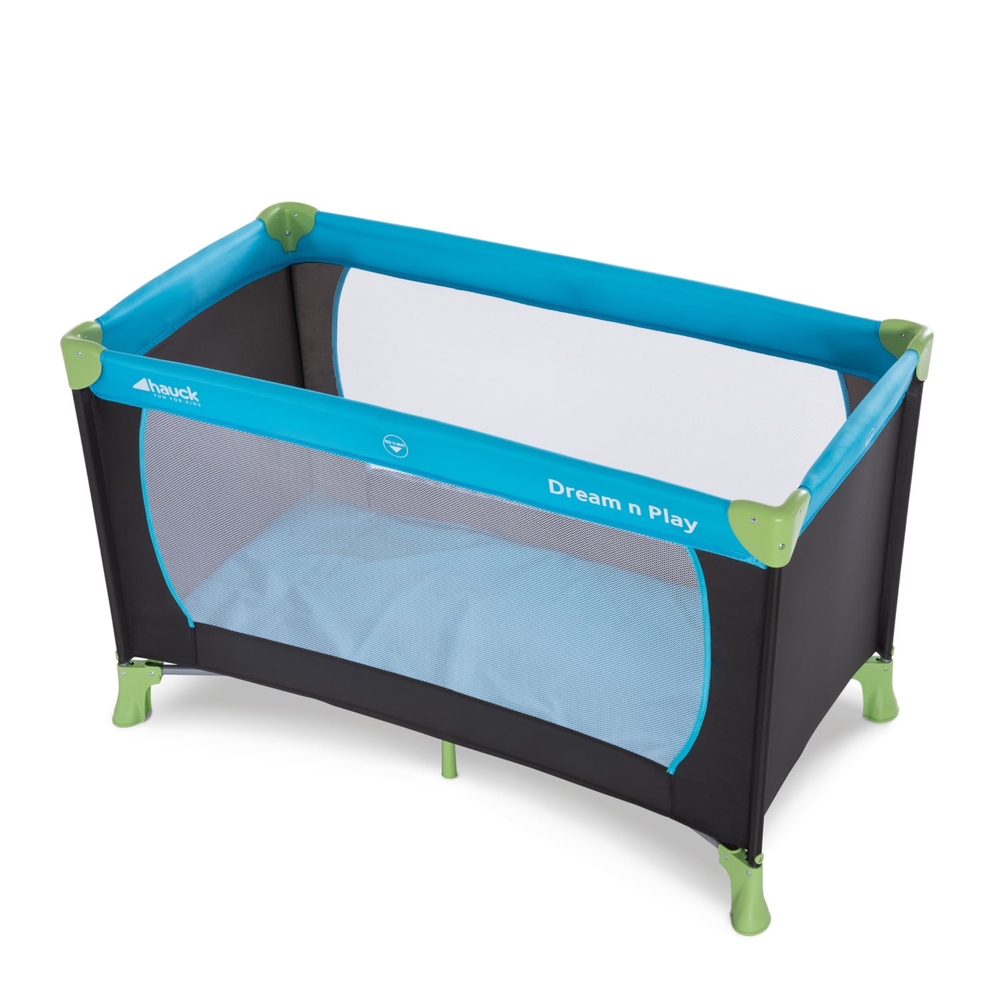 hauck Lit Parapluie Dream N Play 120 x 60 cm - Pour Bébés et Enfants de la Naissance à 15 kg, Léger, Pliage Compact, Sac de Transport et Fond Pliable Inclus, Bleu