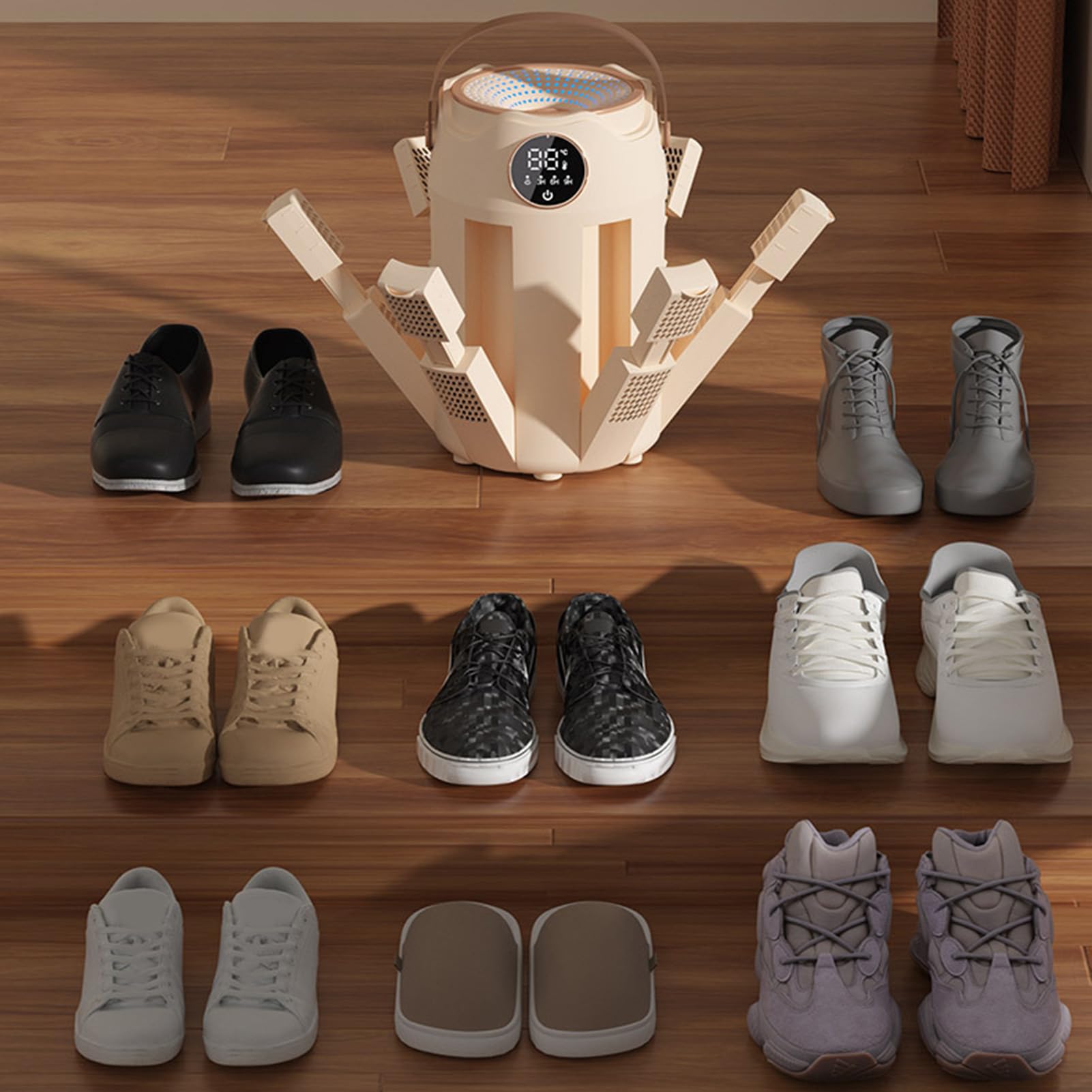 Asixxsix Sèche-Bottes, Sèche-Chaussures pour Bottes et Gants de Travail, 6 Ports de Séchage avec Minuterie, Conception de Tube Réglable, pour de Ski, Chaussures, Gants (Prise UE 220V)