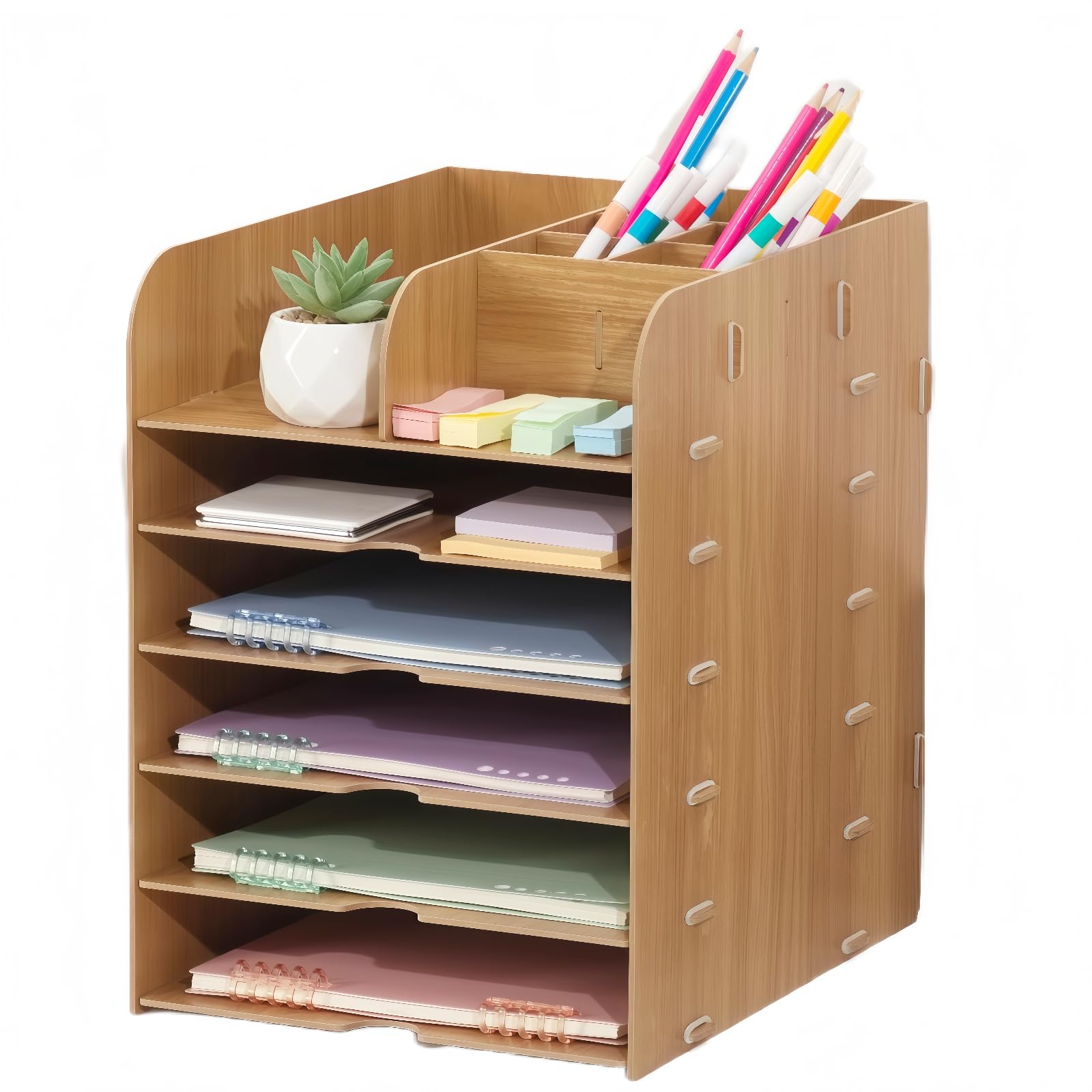 Tonsmile Schreibtisch Organizer Holz, Ordnungssystem Tisch Organizer Büro A4 Briefablage Ablagefächer Papierablage