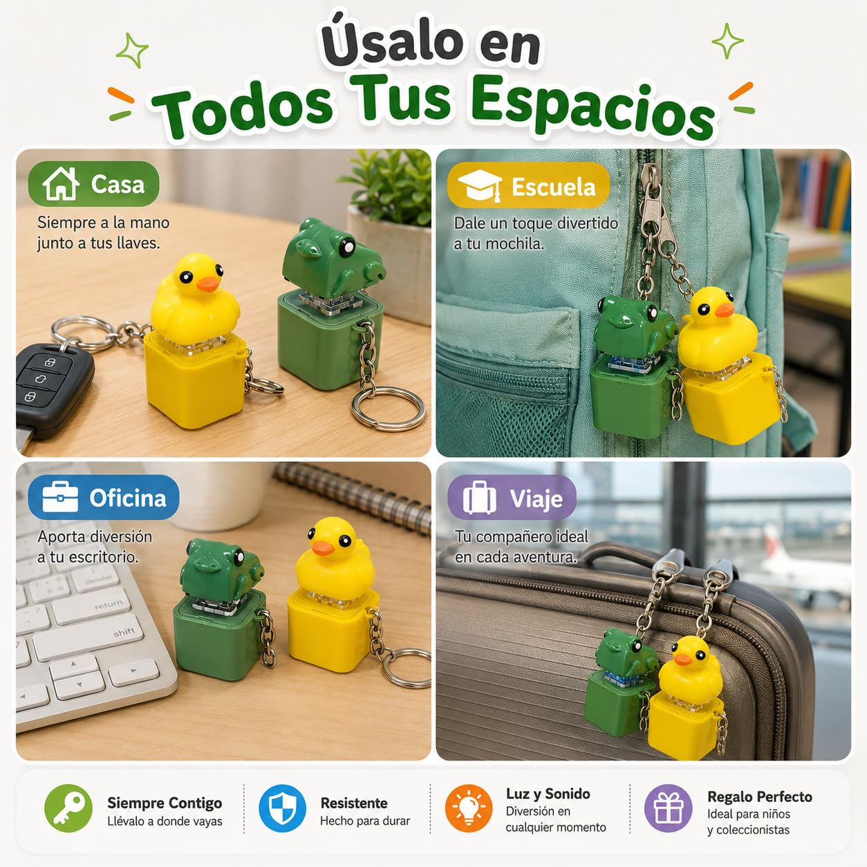 2 Llaveros De Rana Con Luz Y Sonido – Juguete Antiestrés Interactivo Para Adultos Y Niños