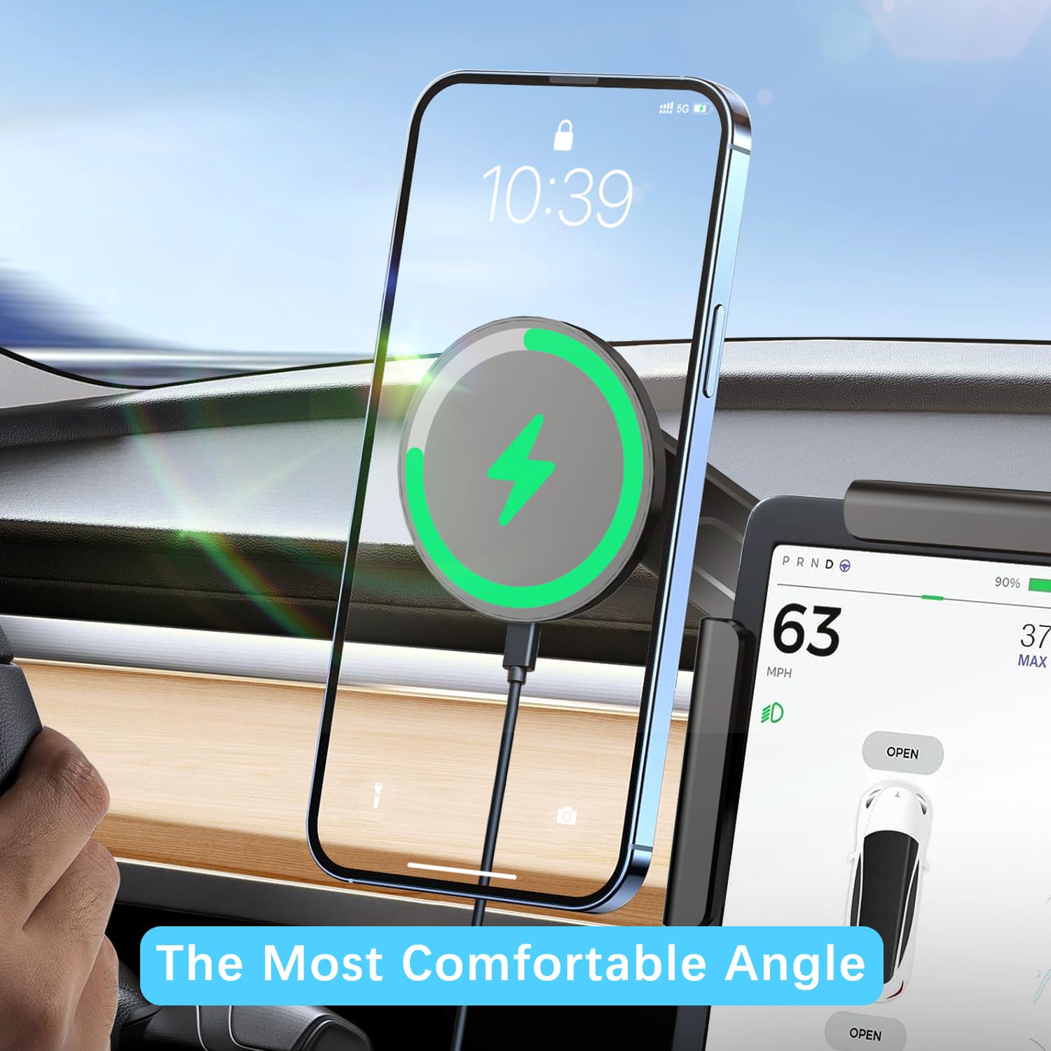 Support Magnétique Téléphone Pour Tesla Model 3/Y/S/X - Universel, Sans Colle, Réglable