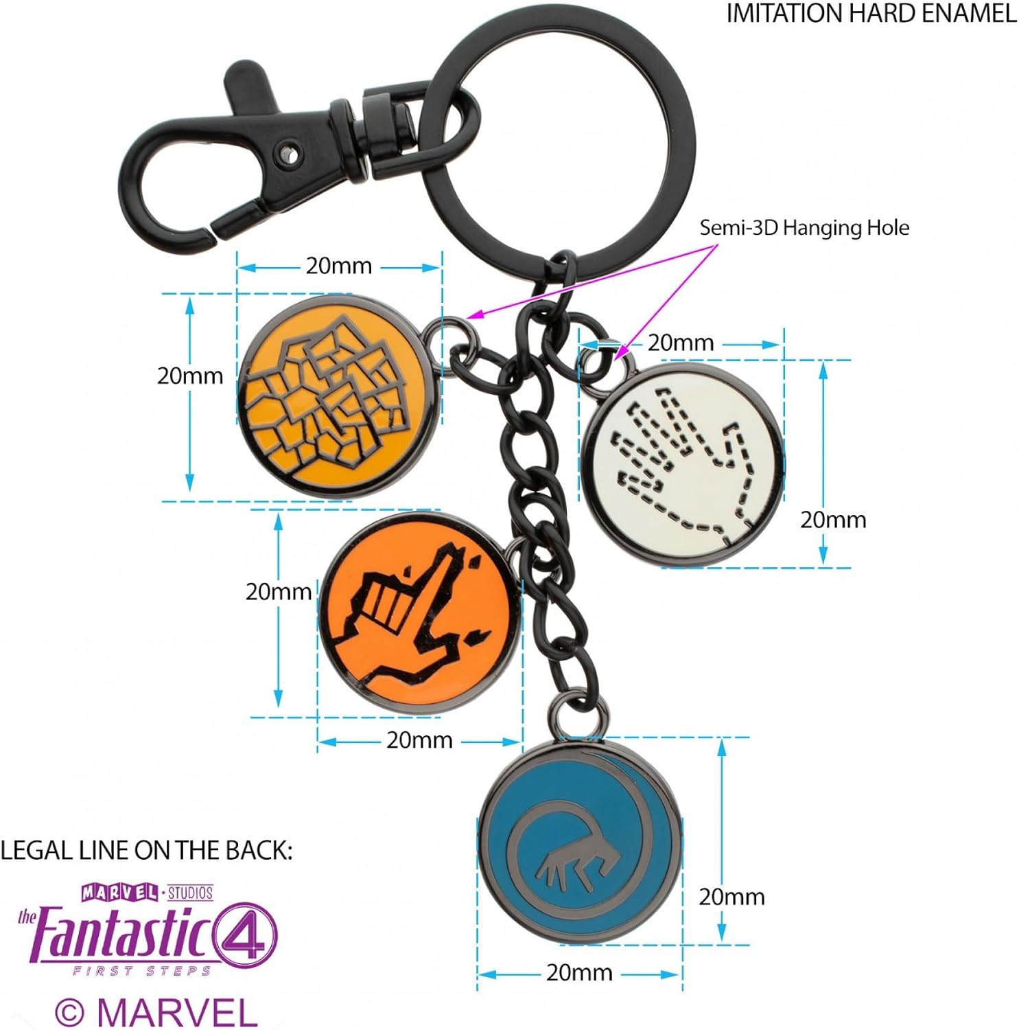 SalesOne Marvel Fantastic 4 Enamel Icon Keychain - Hero Emblem Charms image 4