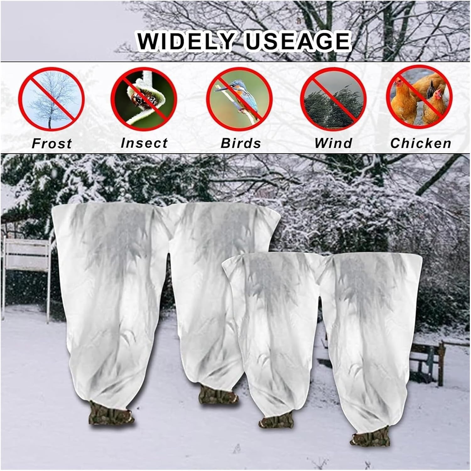Plant Frost Protection Covers,Garden Plant Frost Protection Covers, Plant Antifreeze Covers,Winter Drawstring Plant Freeze Protection Cover Bags(120 * 180cm)
