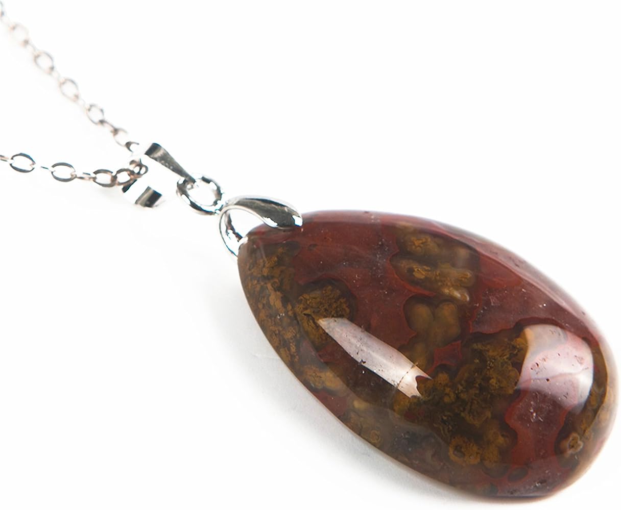 Amazon | 本物の天然Warring States赤メノウ原石ペンダント30 × 21